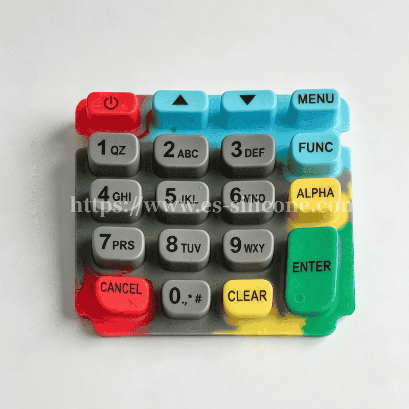 Teclado POS multicolorido com serigrafia e acabamento durável