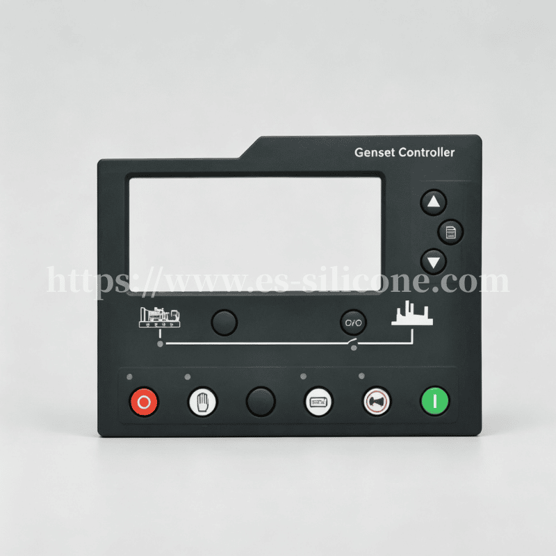 Chave de painel de silicone com adesivo 3M para controles industriais